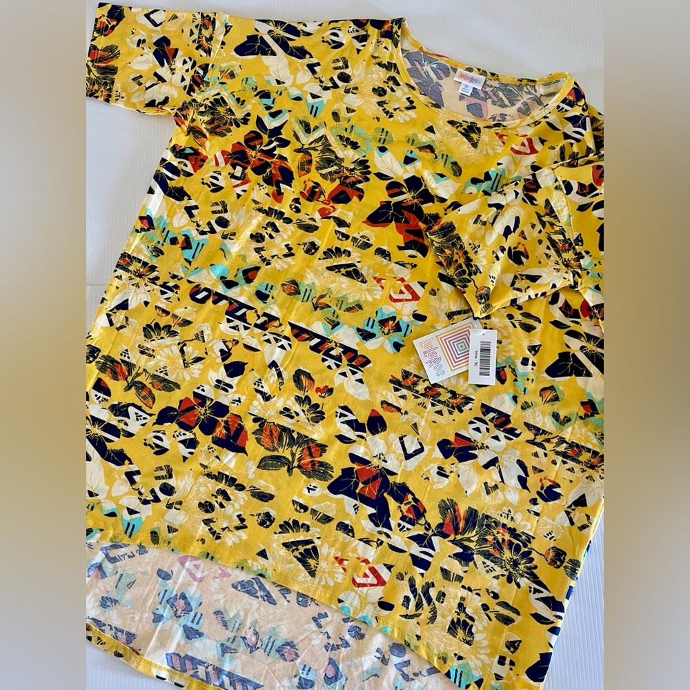 LuLaRoe Yellow, Black, Red Irma High Low top